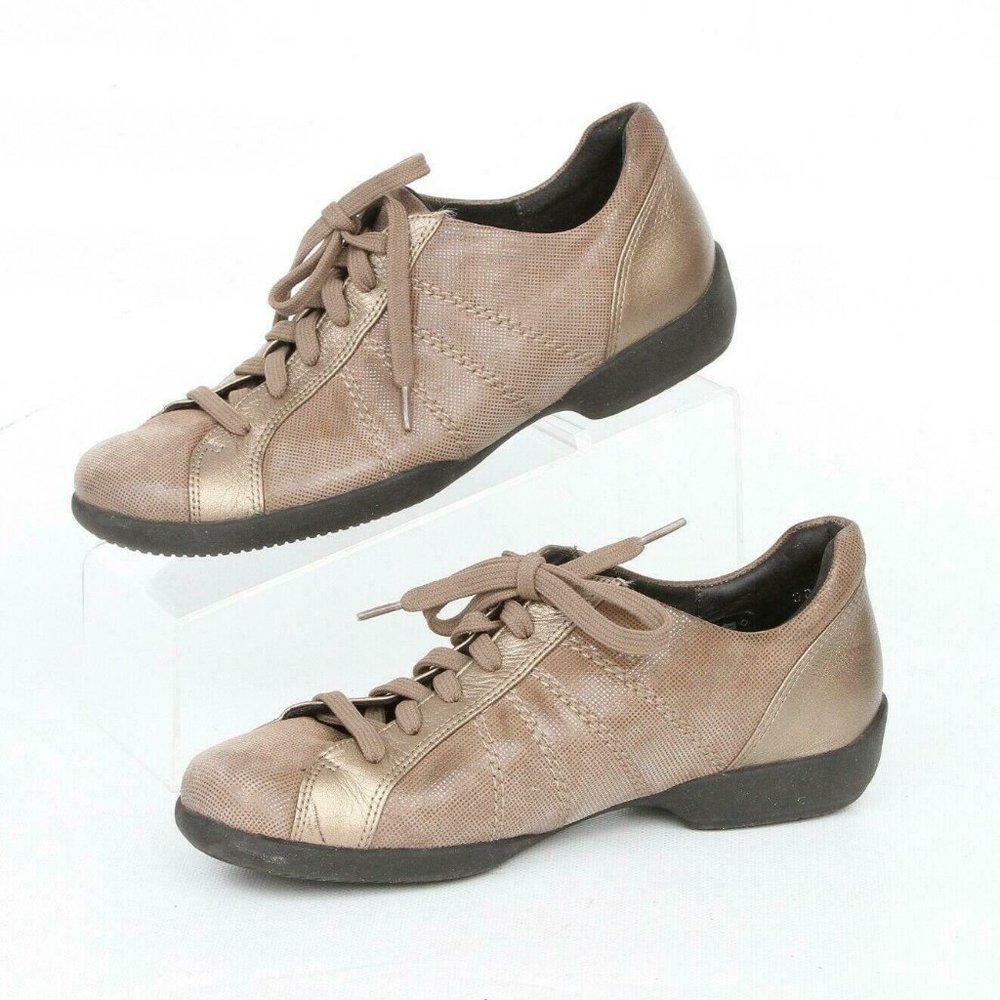 Ziera Gold Metallic Synthetic Lace Up Comfort Walking Sneaker Womens 38 US 7.5-8